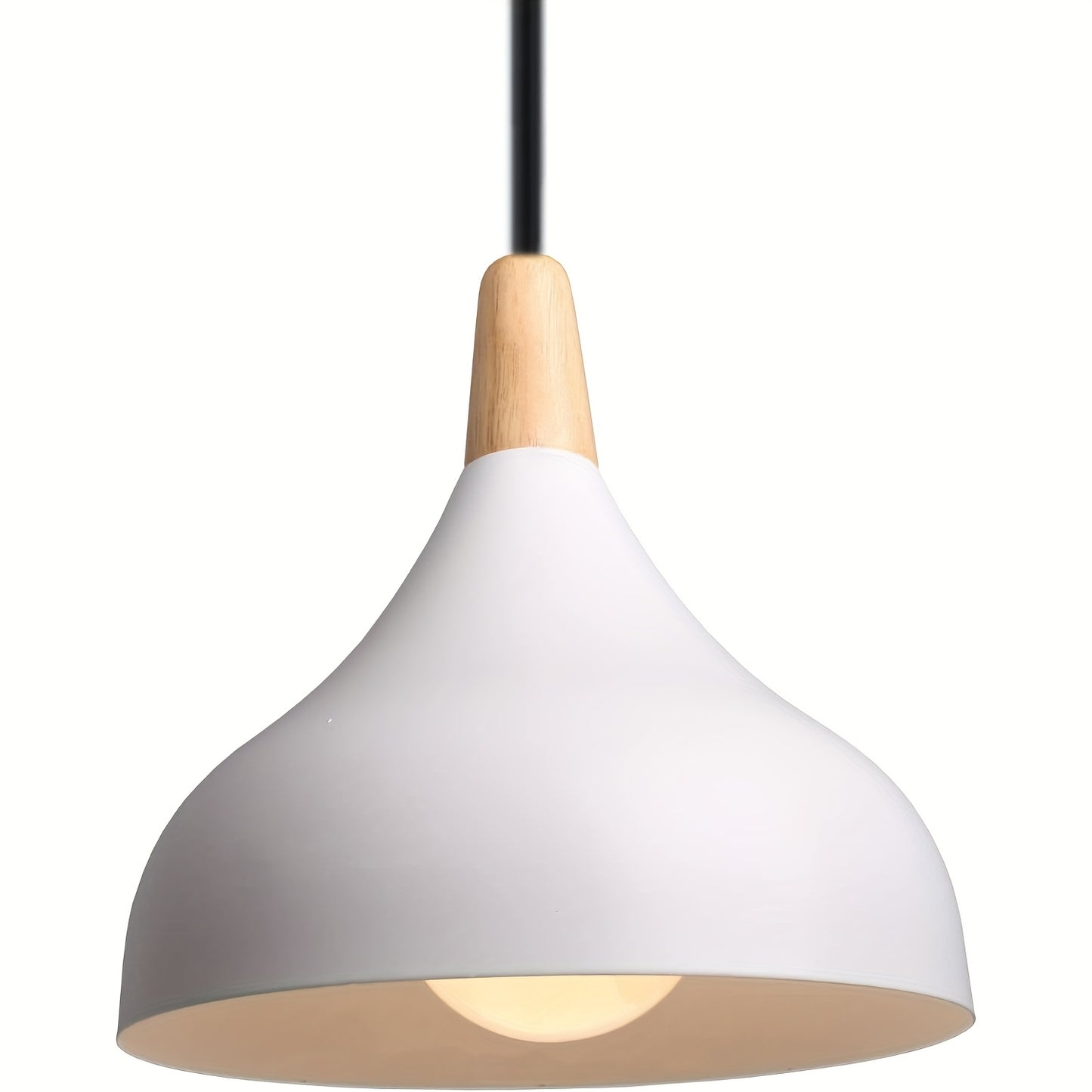 Moderne dråbeformet pendel | Metal- og trælampe