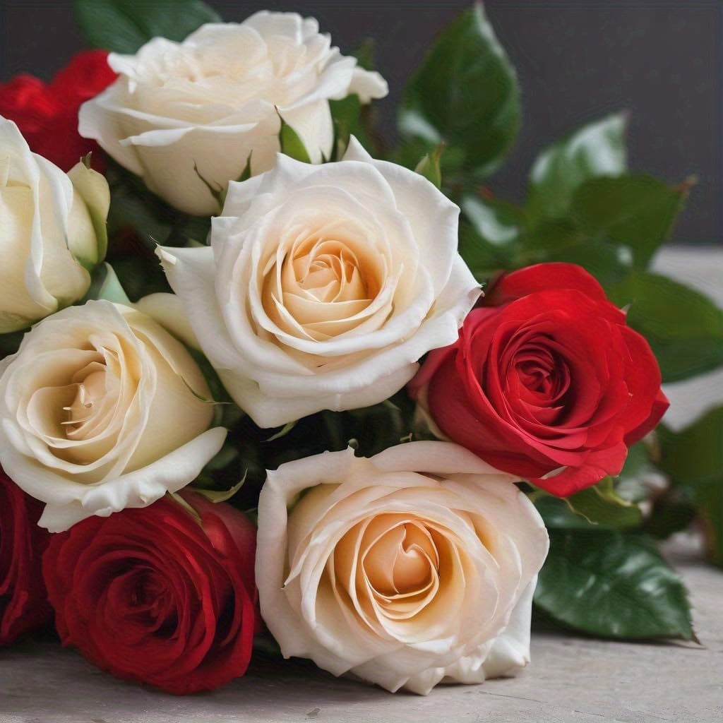 Buchet de flori artificiale pentru Ziua Mamei, trandafiri roșii decorativi