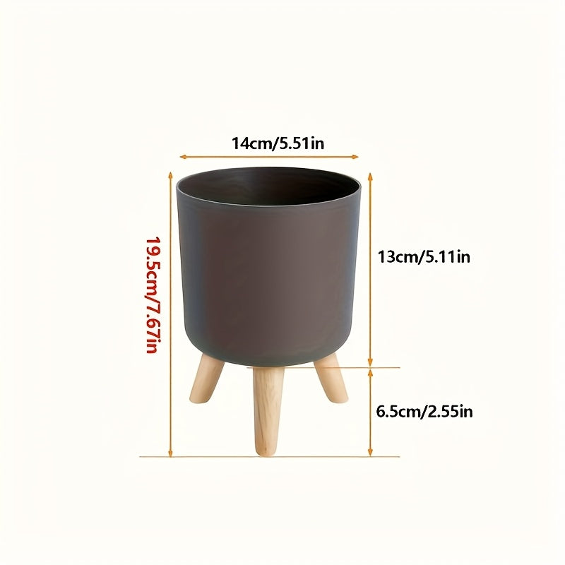 Ghiveci modern rotund cu picioare din lemn | Ghiveci decorativ pentru plante de interior și exterior