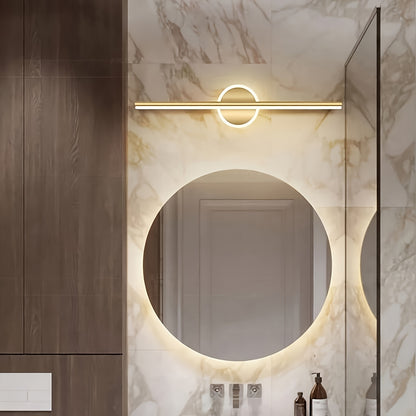 Luz de Parede com Espelho LED Luxe | Candeeiro de Parede Minimalista Preto e Dourado