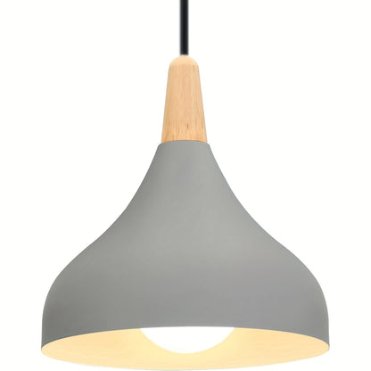 Moderne dråbeformet pendel | Metal- og trælampe