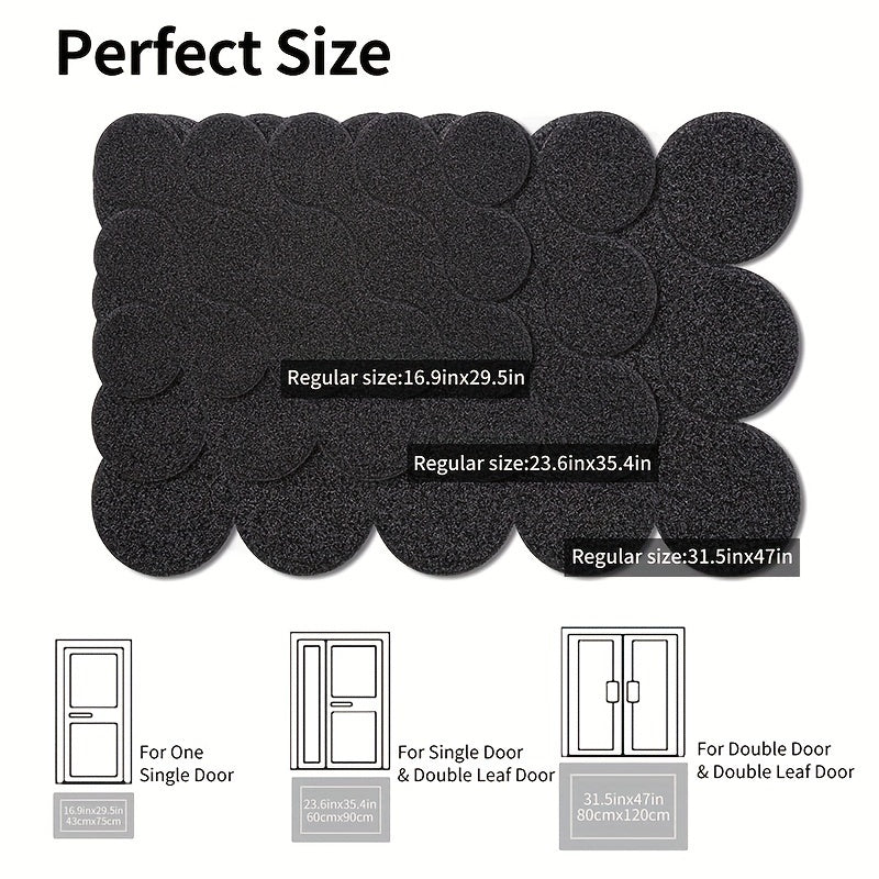 Non-Slip Door Mat | Black Hollow PVC Design with Rubber Backing