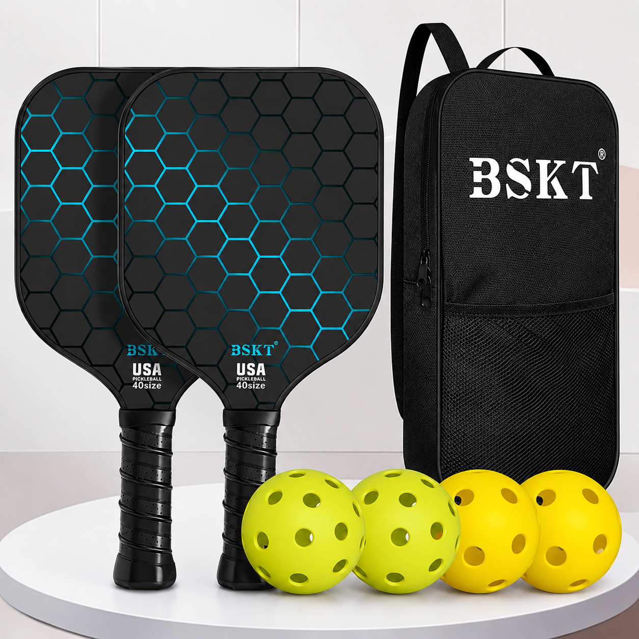Set di racchette da pickleball leggere in fibra di vetro con palline