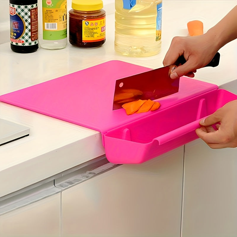Tábua de Cortar 2 em 1 com Caixa de Armazenamento | Tábua de Cozinha Portátil e Suporte para Alimentos