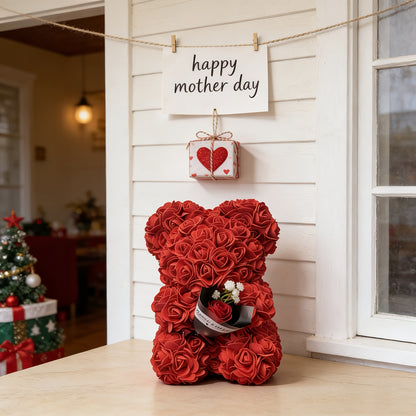 Muttertags-Rosenbär Geschenk Künstliche Blume Teddybär Dekoration
