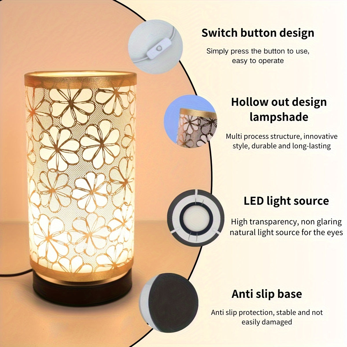 Lámpara de Mesa USB Floral | Luz Decorativa Ambiental Cálida