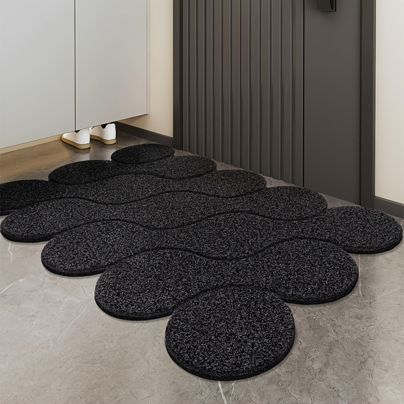 Non-Slip Door Mat | Black Hollow PVC Design with Rubber Backing