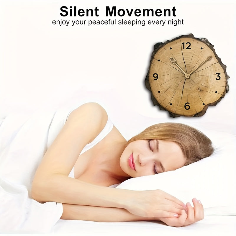 Reloj de Pared de Rodaja de Madera Rústica | Decoración para el Hogar con Diseño de Tronco Natural