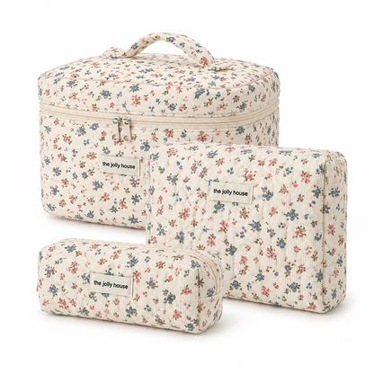 Bolsa de Maquillaje Bolsa Cosmética de Viaje Algodón Floral Regalo para el Día de la Madre