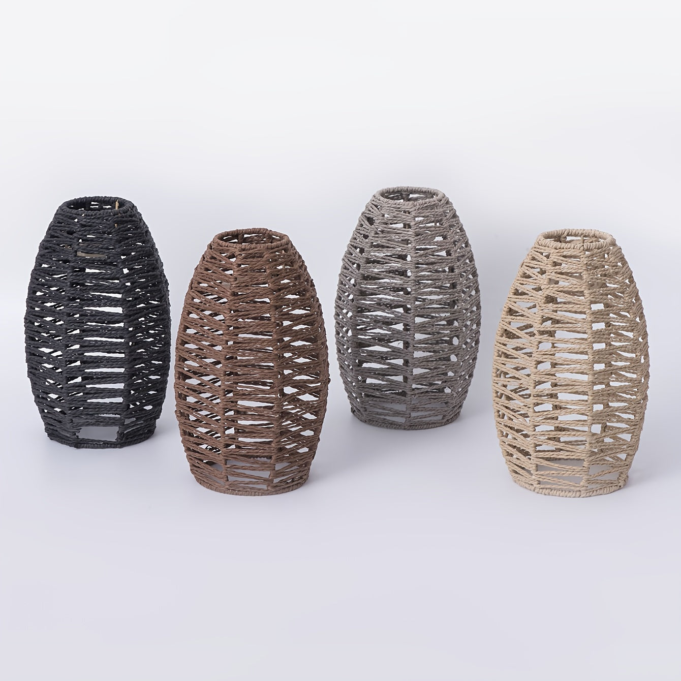 Abajur modern din frânghie țesută manual | Lumină de plafon naturală țesută