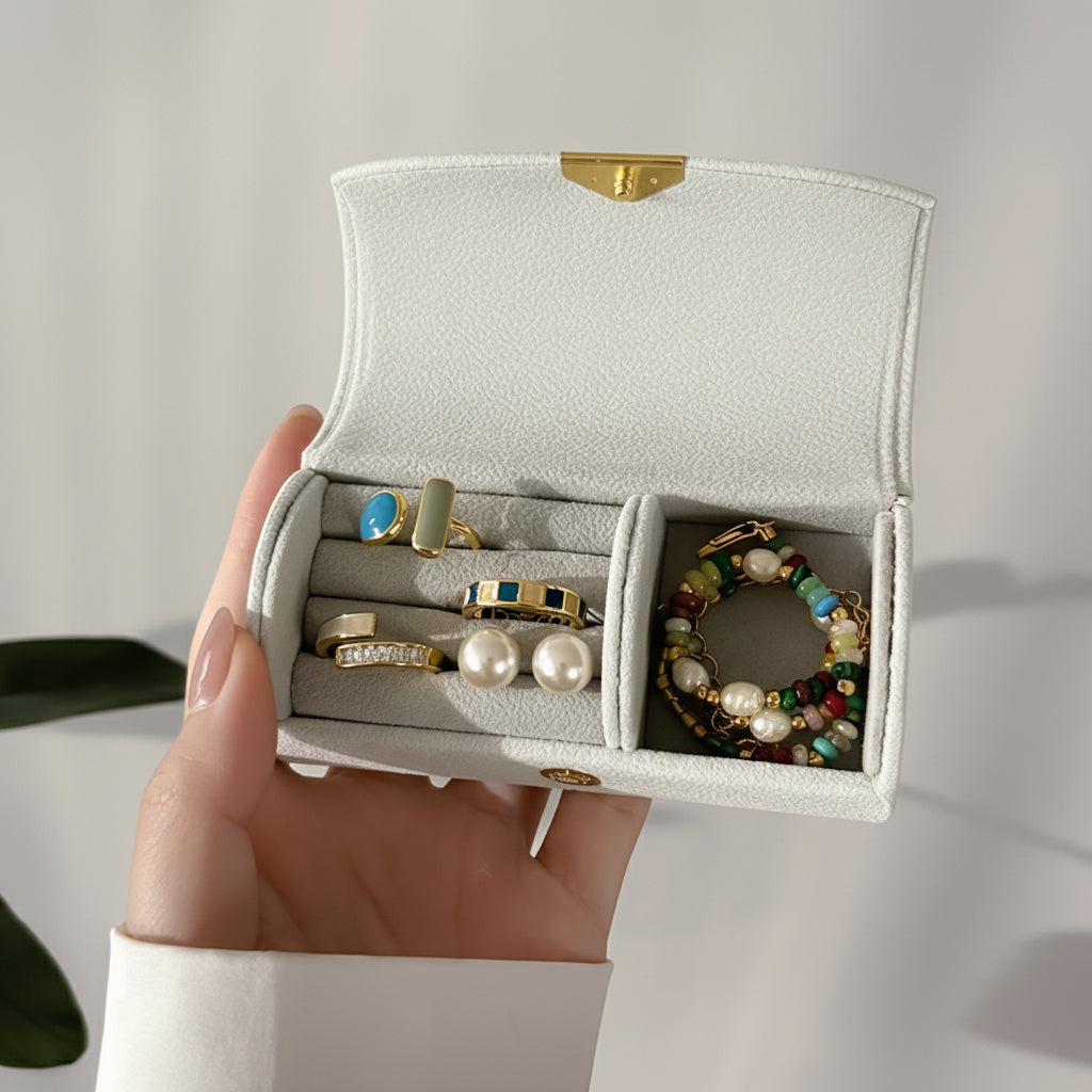 Mothers Day Jewelry Box Travel Organizer Case Snap Closure