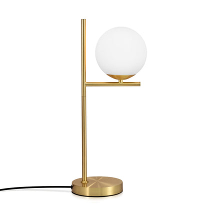 Moderne gylden bordlampe | Hvid glasglobus design