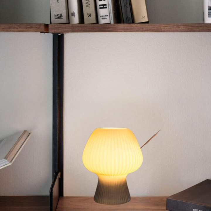 Vintage Bedside Table Lamp | Ribbed Glass Mushroom Lamp