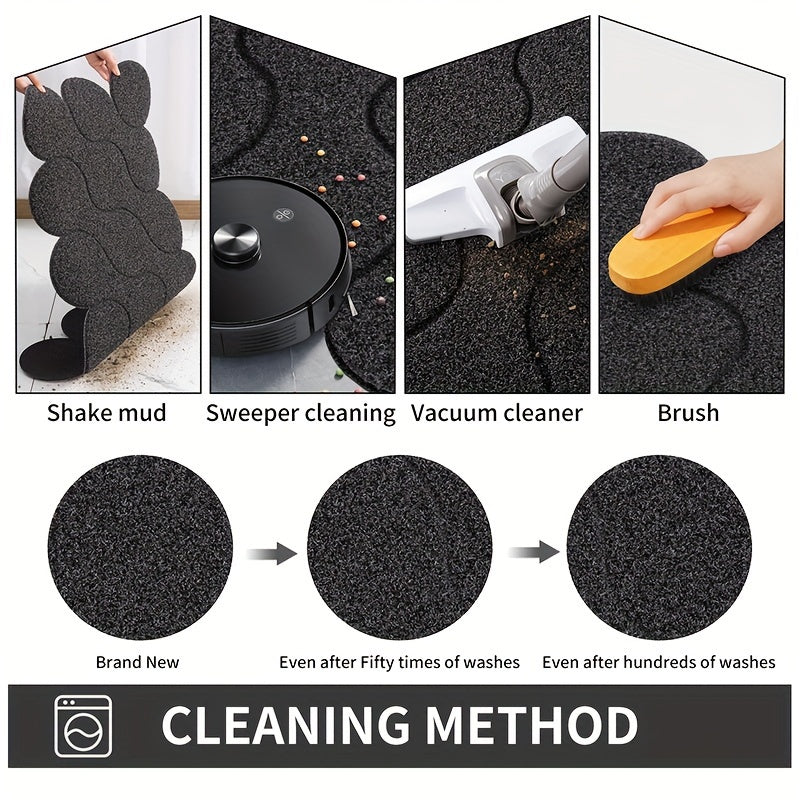 Non-Slip Door Mat | Black Hollow PVC Design with Rubber Backing
