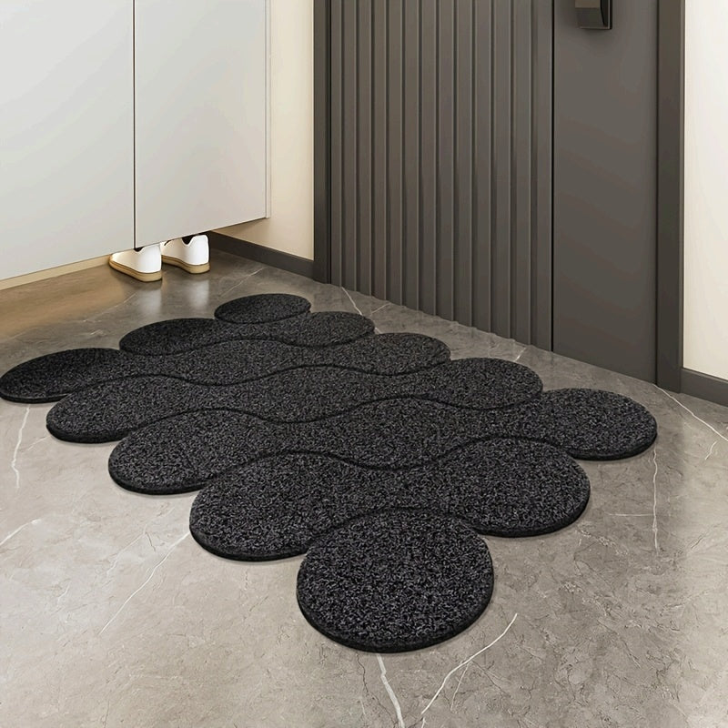 Non-Slip Door Mat | Black Hollow PVC Design with Rubber Backing