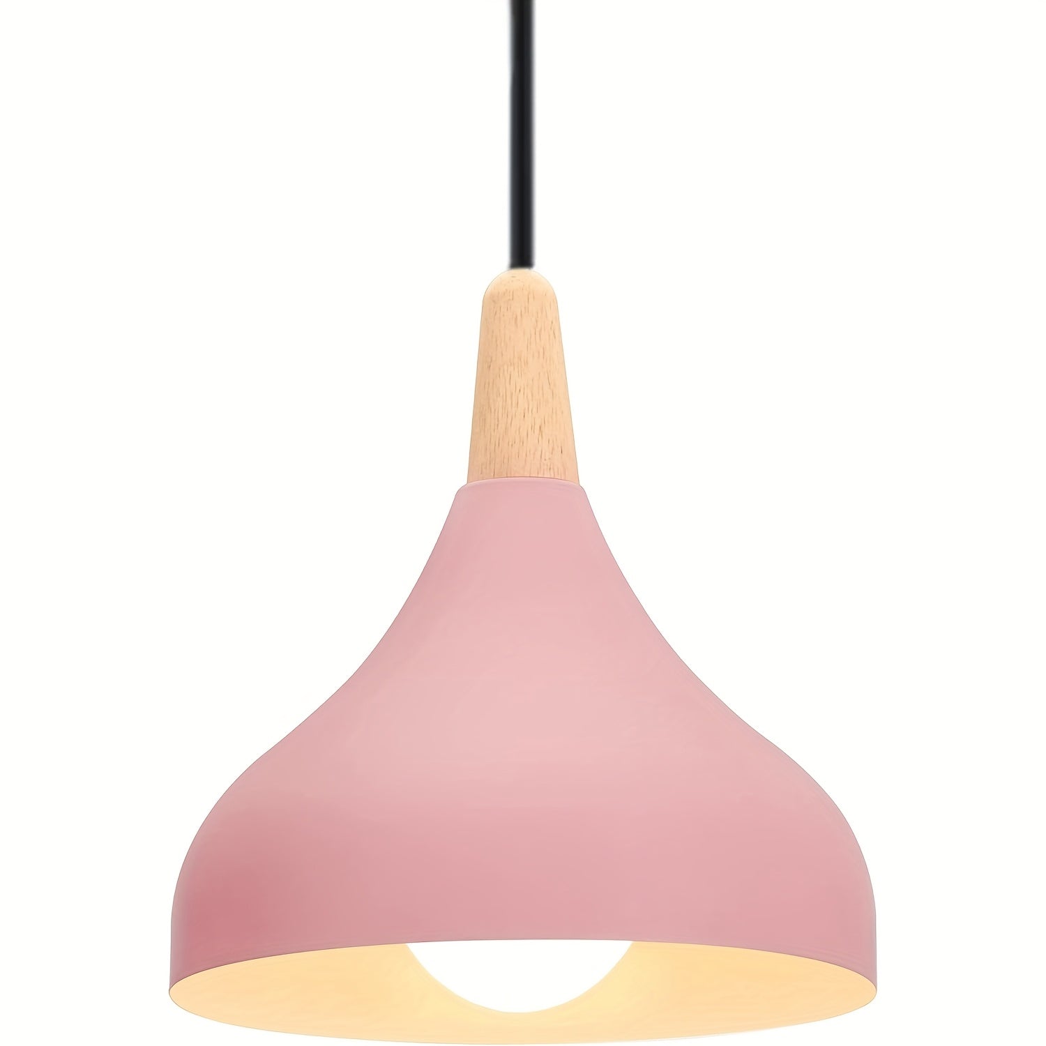 Modern Teardrop Pendant Light | Metal & Wood Hanging Lamp