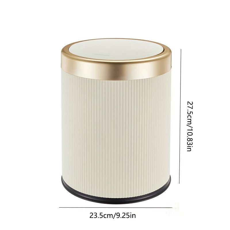 Luxury Oval Trash Can | Press-Top Waste Bin with Dual Inner Bucket