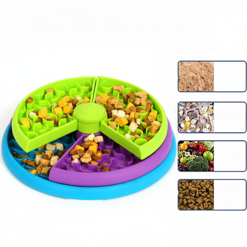 Bol Caini Slow Feeder Antilacomie Interactiv Plastic Hrana