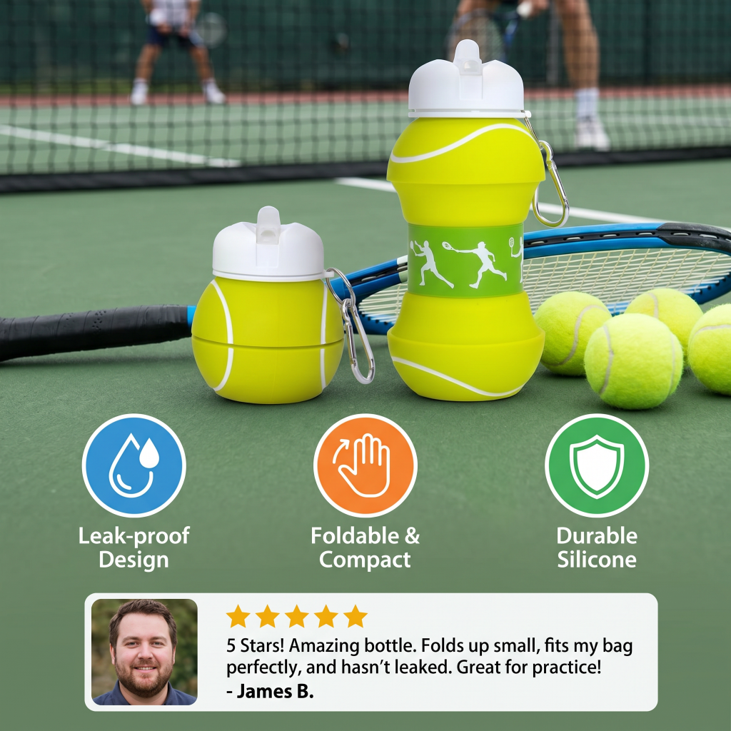 Foldable Collapsible Leak-Proof Water Bottle Sports Gym - Image 3