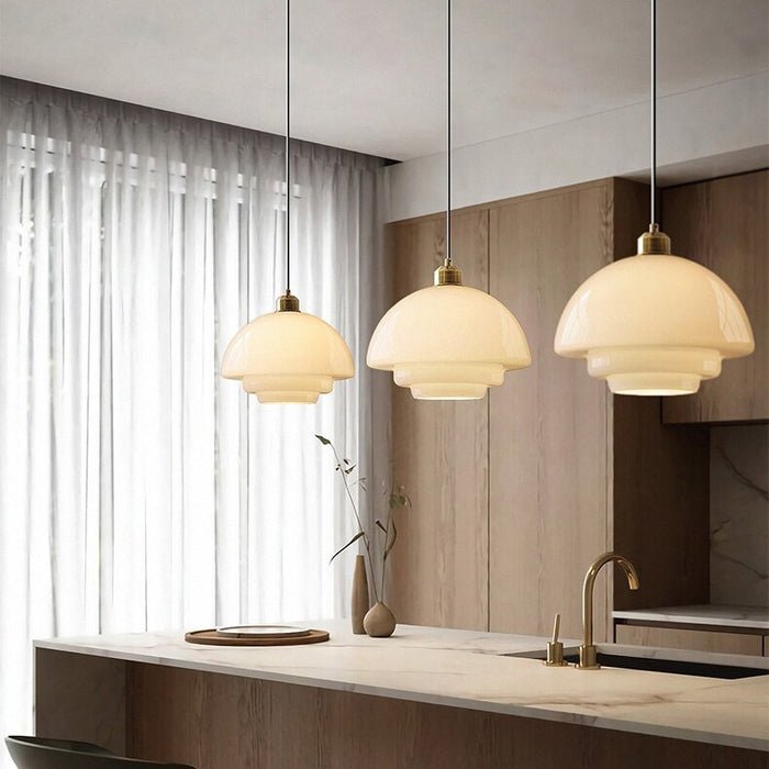 Hvid glaspendel | Moderne mid-century elegance