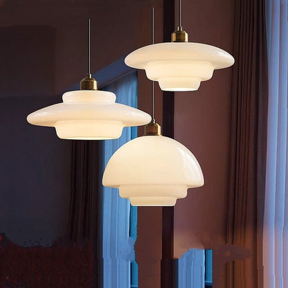 Hvid glaspendel | Moderne mid-century elegance