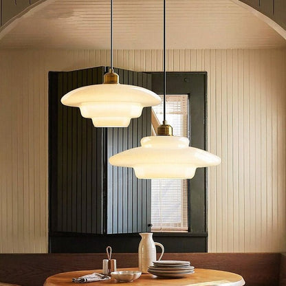 Hvid glaspendel | Moderne mid-century elegance