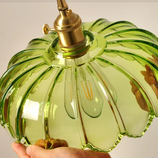 Vintage Flower Pendant Lamp | Coloured Glass Hanging Light
