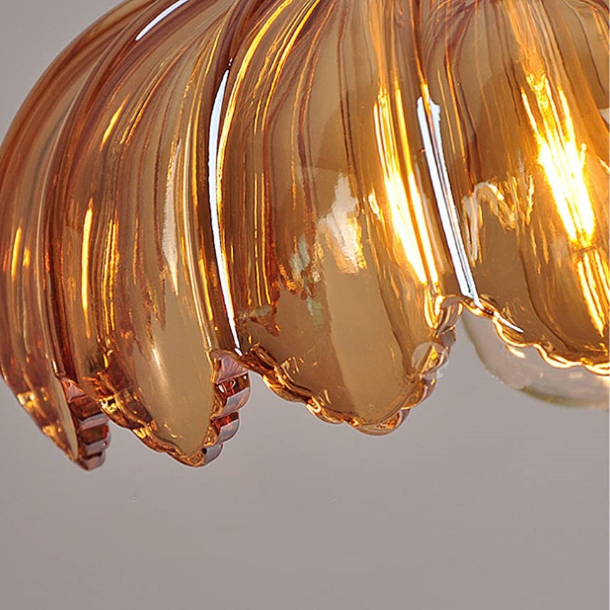 Vintage Flower Pendant Lamp | Coloured Glass Hanging Light