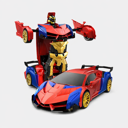Remote Control Car Transforming Robot Toy LED Light Kids Playset