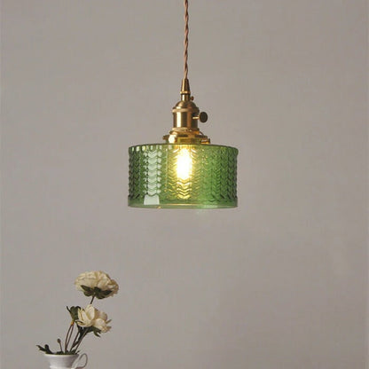 Green Glass Pendant Light Adjustable Hanging - Image 11