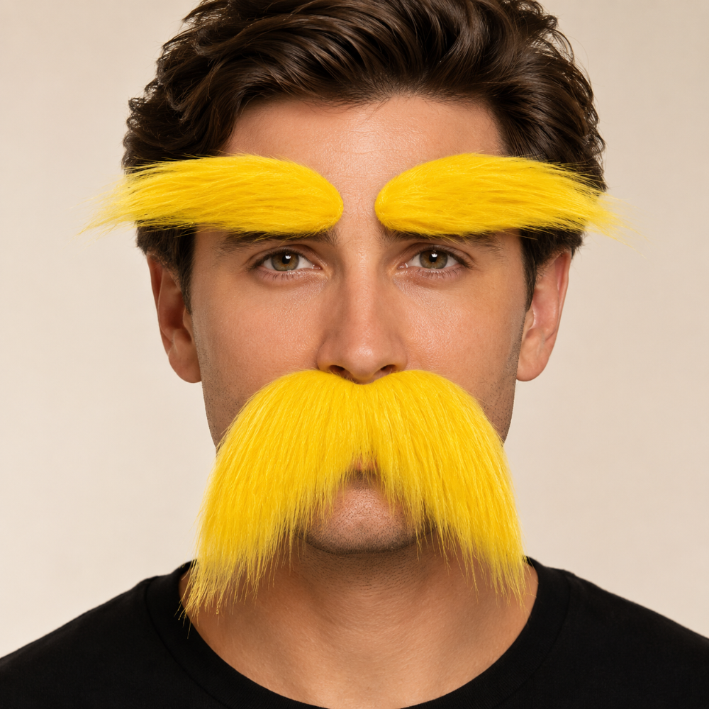 Accesorios de Halloween Set de Bigote Adhesivo y Cejas para Disfraz