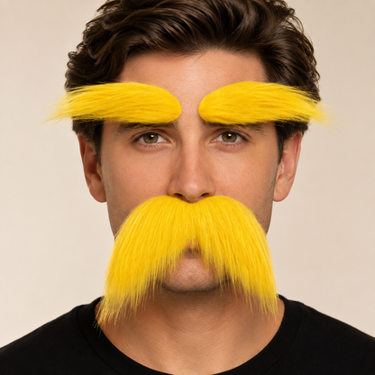 Accesorios de Halloween Set de Bigote Adhesivo y Cejas para Disfraz