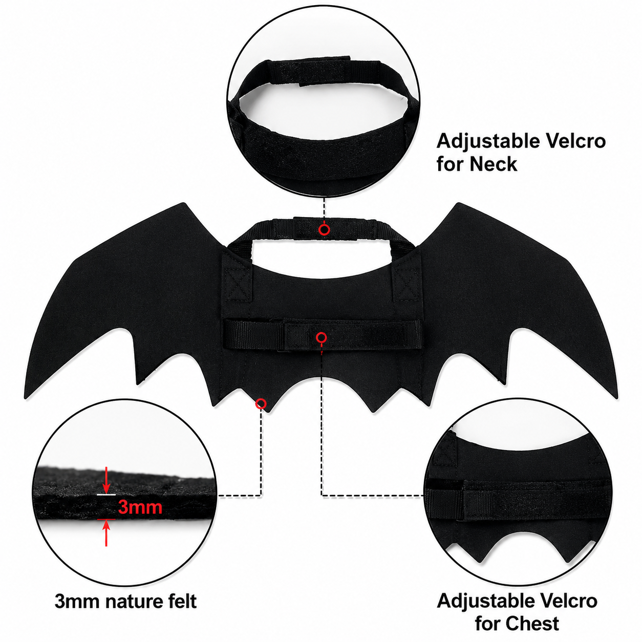 Accesorios de Halloween Disfraz de Alas de Murciélago para Mascotas