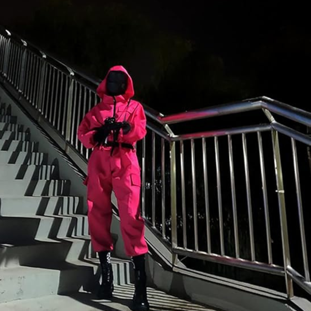 Halloween Costume Jumpsuit Hooded Mask Cosplay Outfit - Image 1