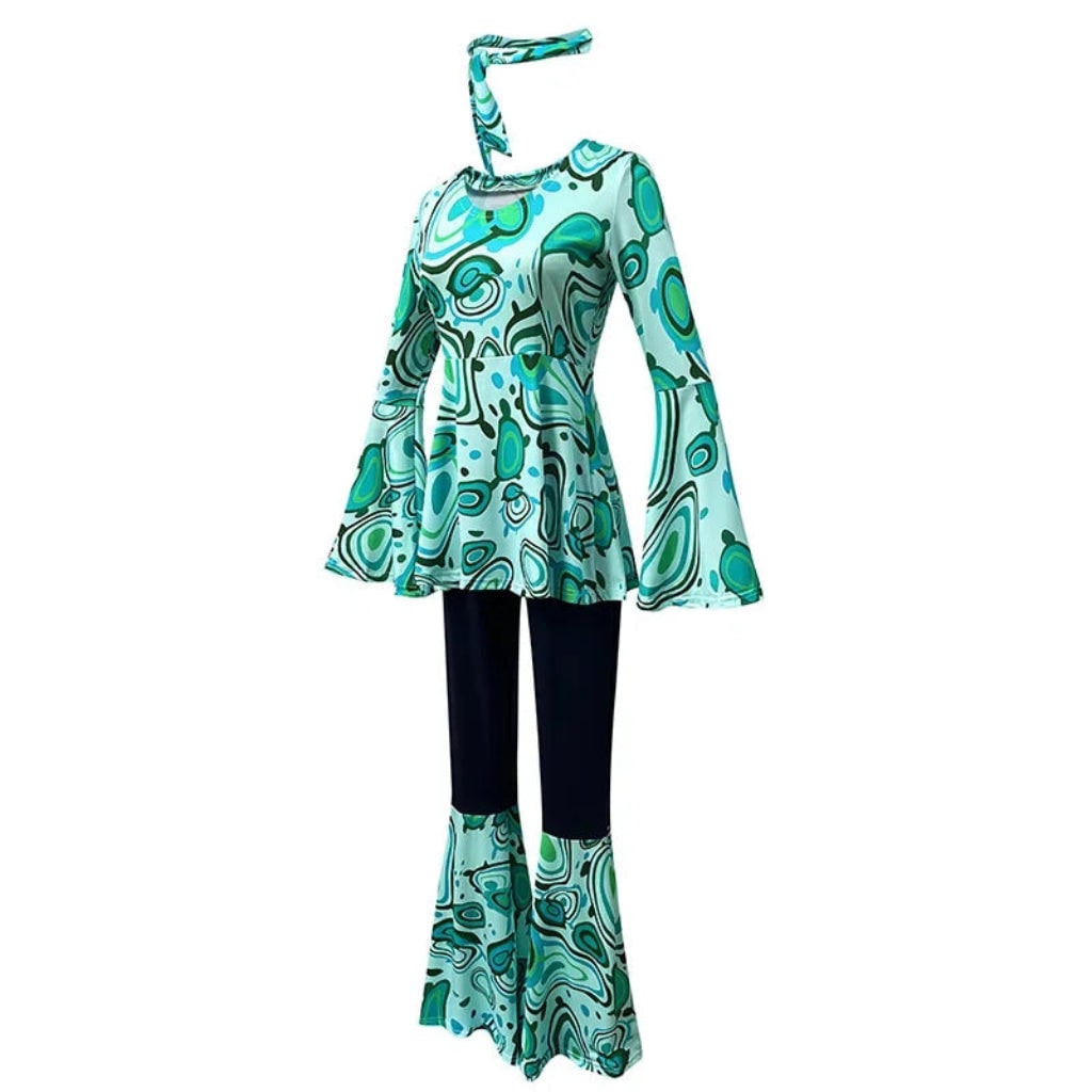 Halloween Costumes Adult Retro Hippie Bell Bottom Set - Image 3