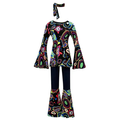 Halloween Costumes Adult Retro Hippie Bell Bottom Set - Image 4