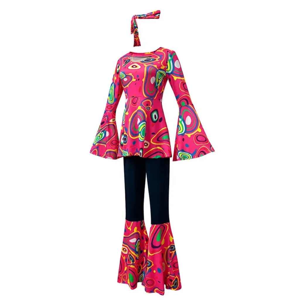 Halloween Costumes Adult Retro Hippie Bell Bottom Set - Image 6