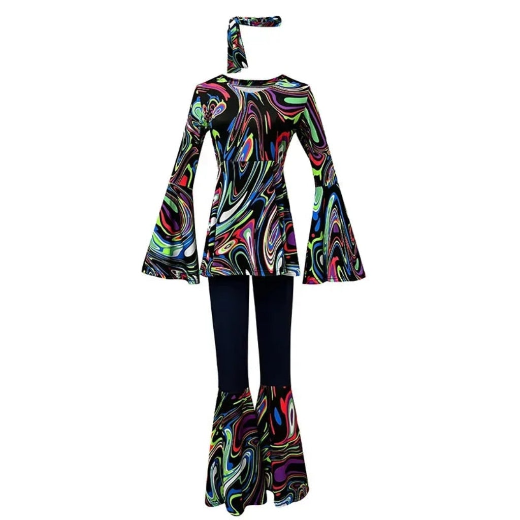 Halloween Costumes Adult Retro Hippie Bell Bottom Set - Image 7