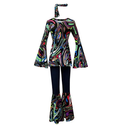 Halloween Costumes Adult Retro Hippie Bell Bottom Set - Image 7