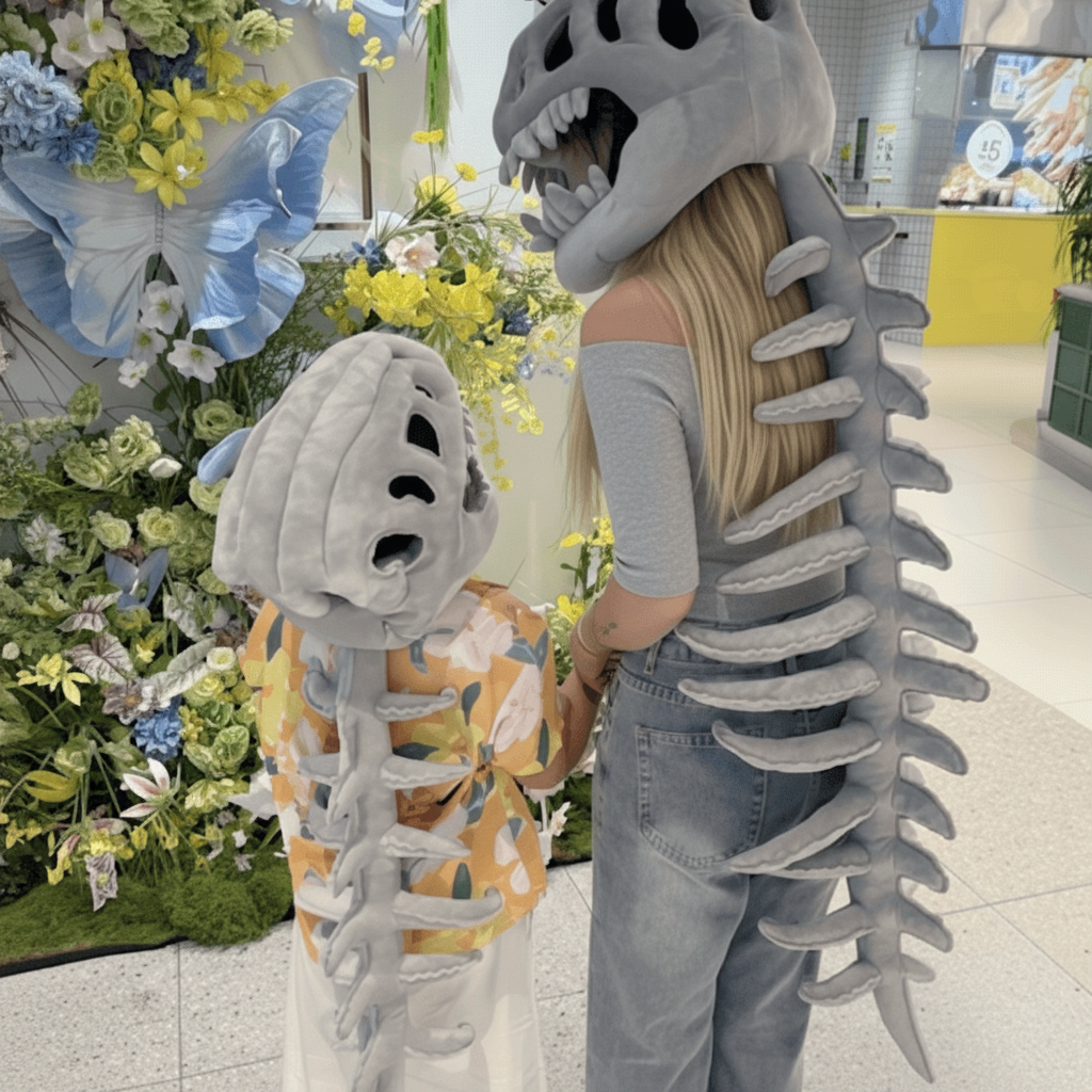 Halloween Costumes Dinosaur Skeleton Plush Kids Party Outfit - Image 3