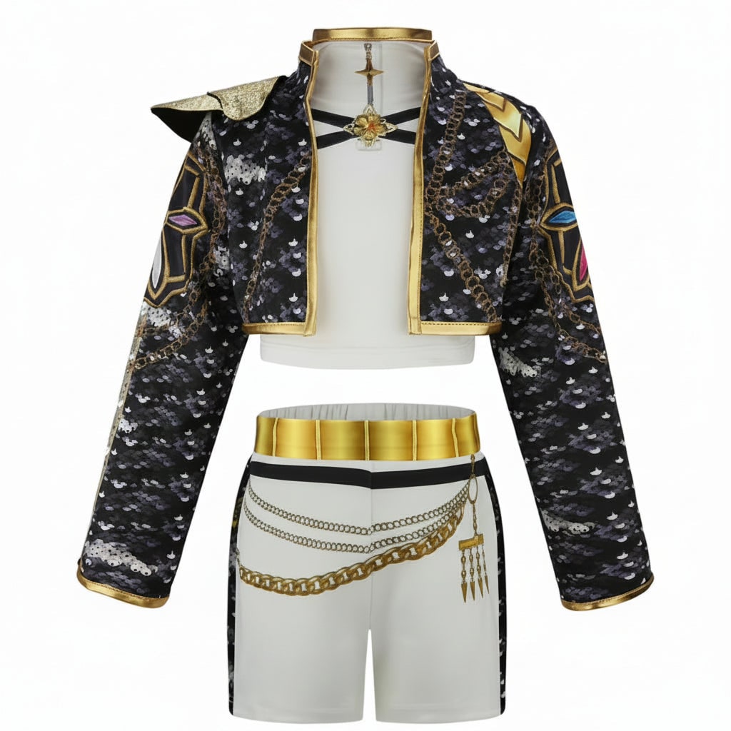 Halloween Costumes Girls Gold Dance Costume Set - Image 4