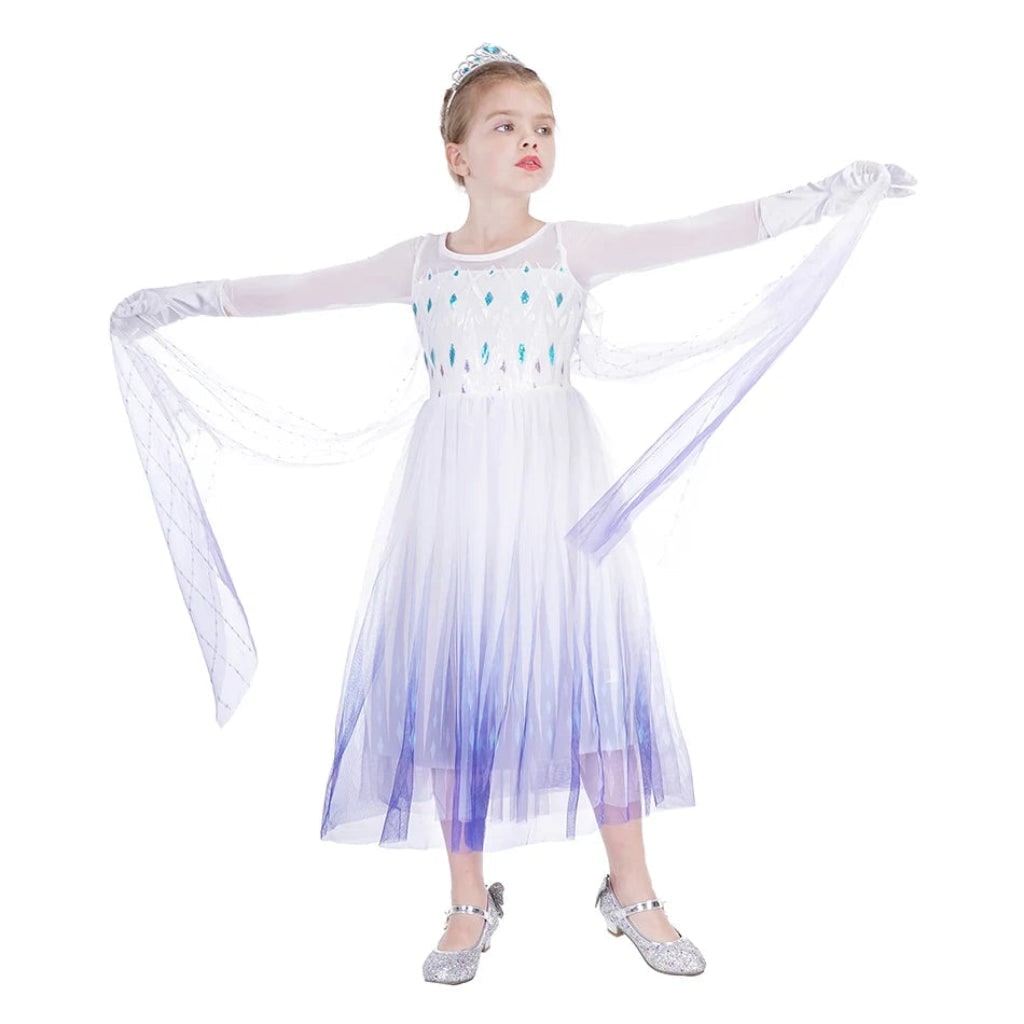 Halloween Costumes Girls Ice Princess Dress Cape - Image 11