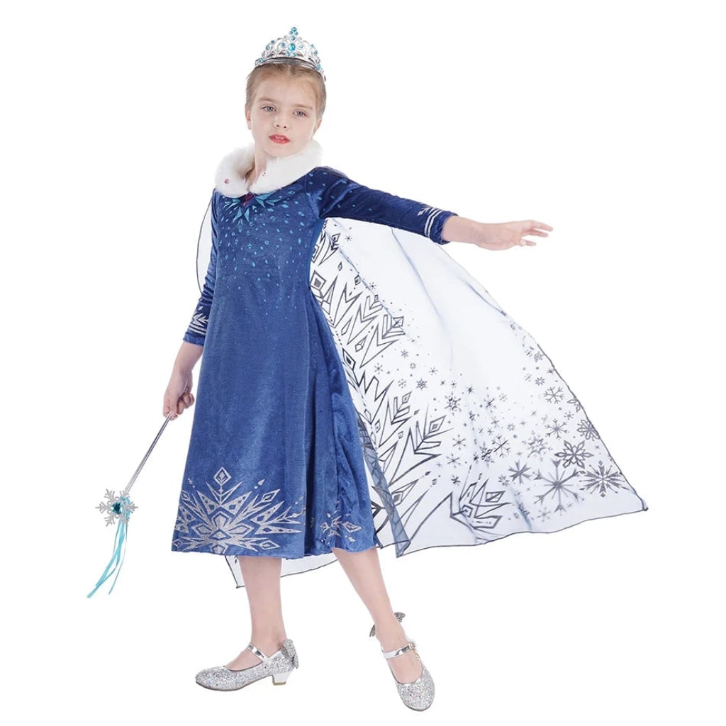 Halloween Costumes Girls Ice Princess Dress Cape - Image 8