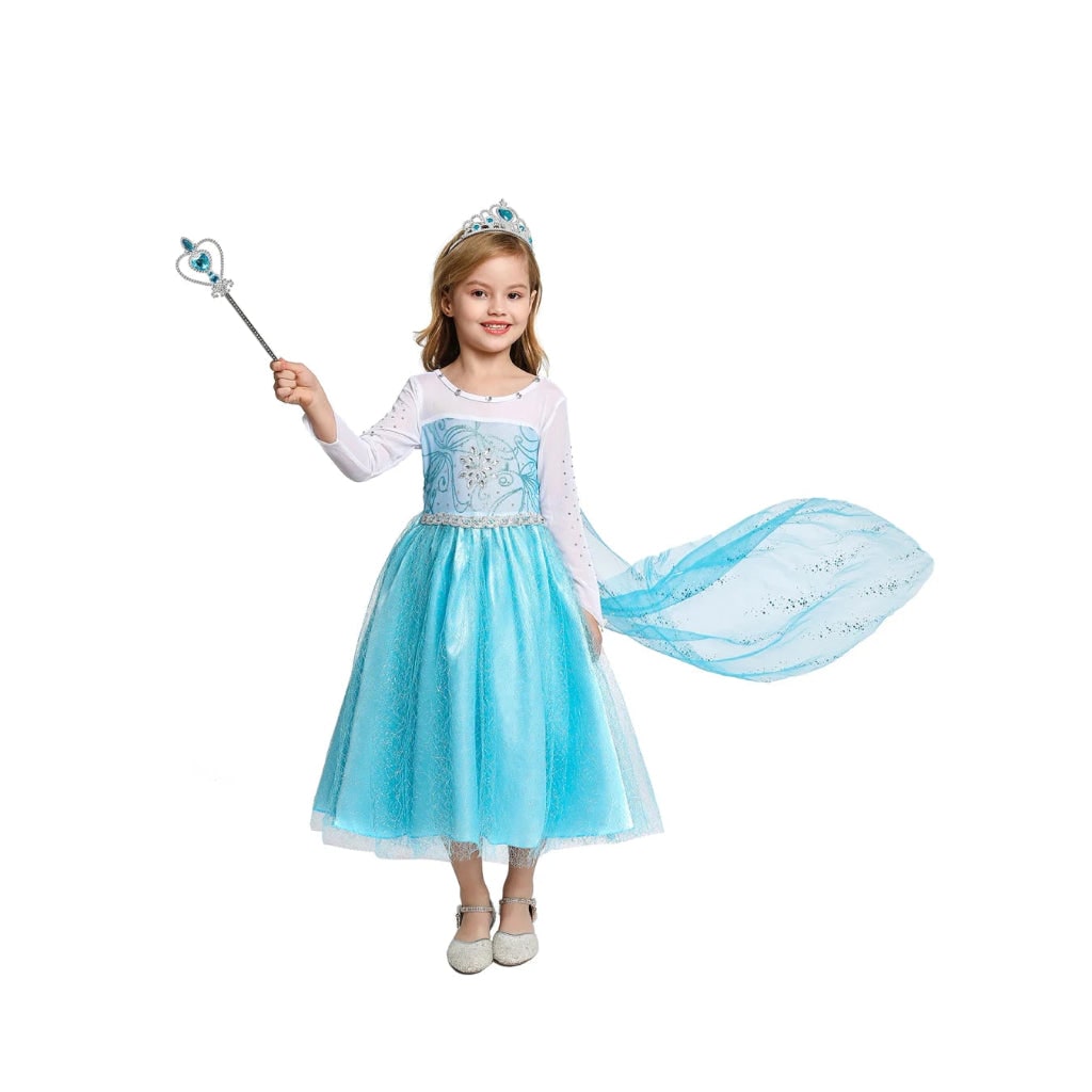 Halloween Costumes Girls Ice Princess Dress Cape - Image 9