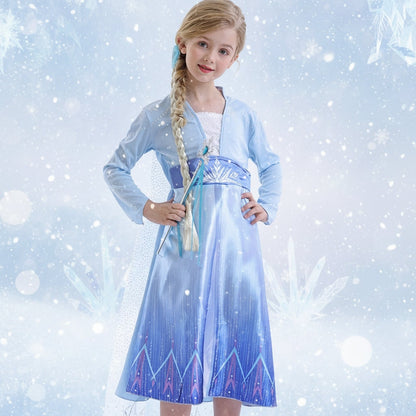 Halloween Costumes Girls Ice Princess Dress Cape Set - Image 1