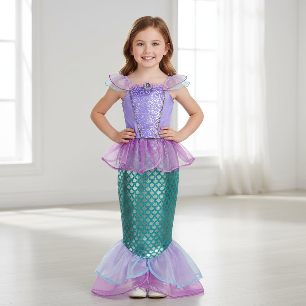 Halloween Costumes Girls Mermaid Dress Costume - Image 1