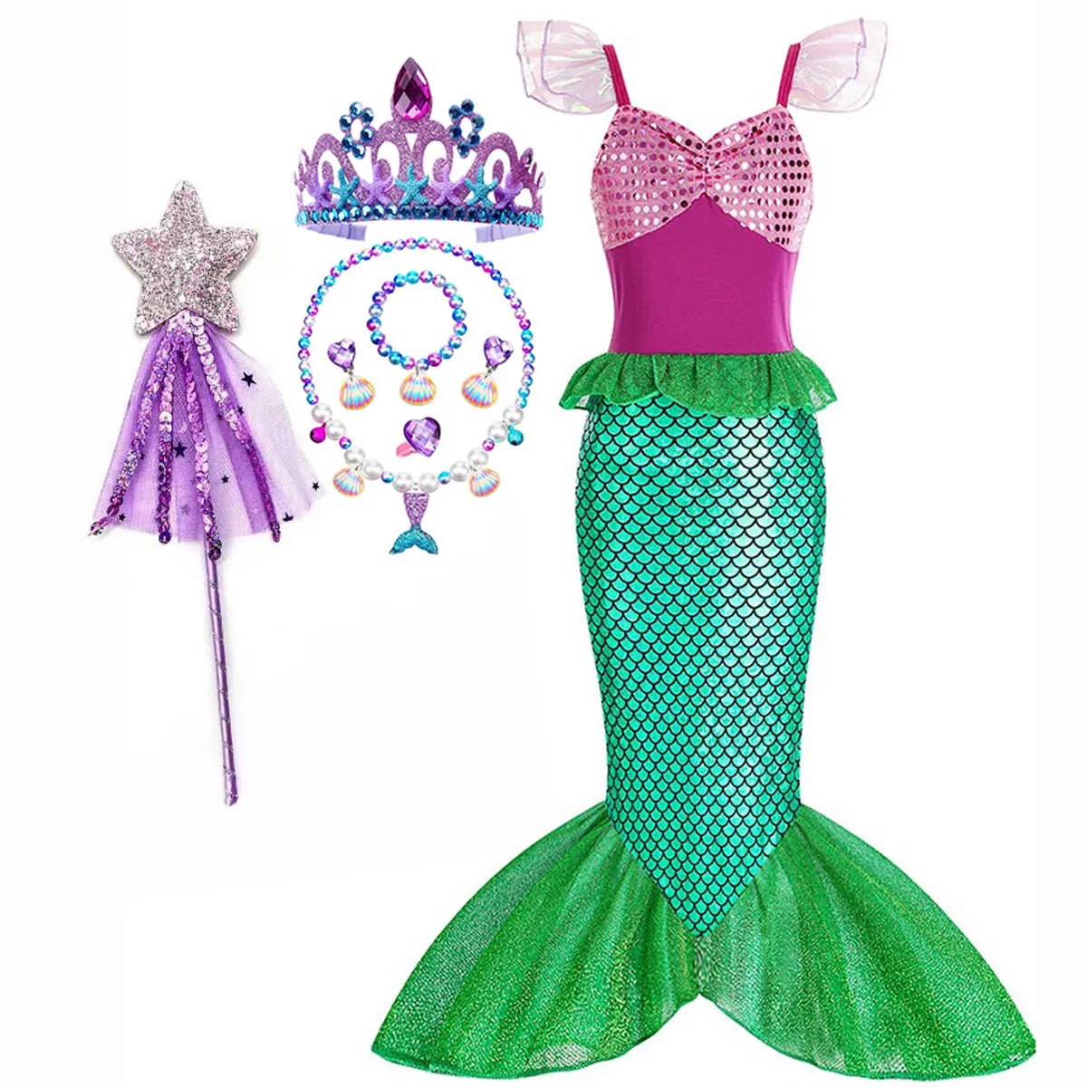 Halloween Costumes Girls Mermaid Dress Costume - Image 11