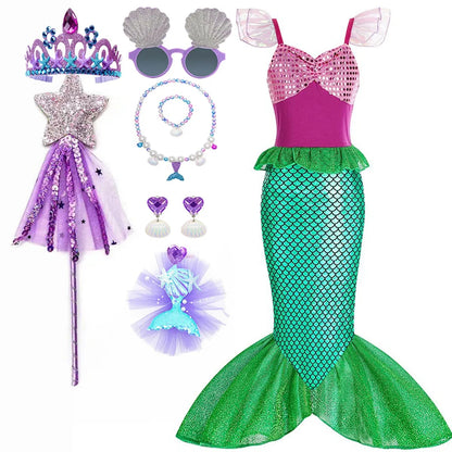 Halloween Costumes Girls Mermaid Dress Costume - Image 15