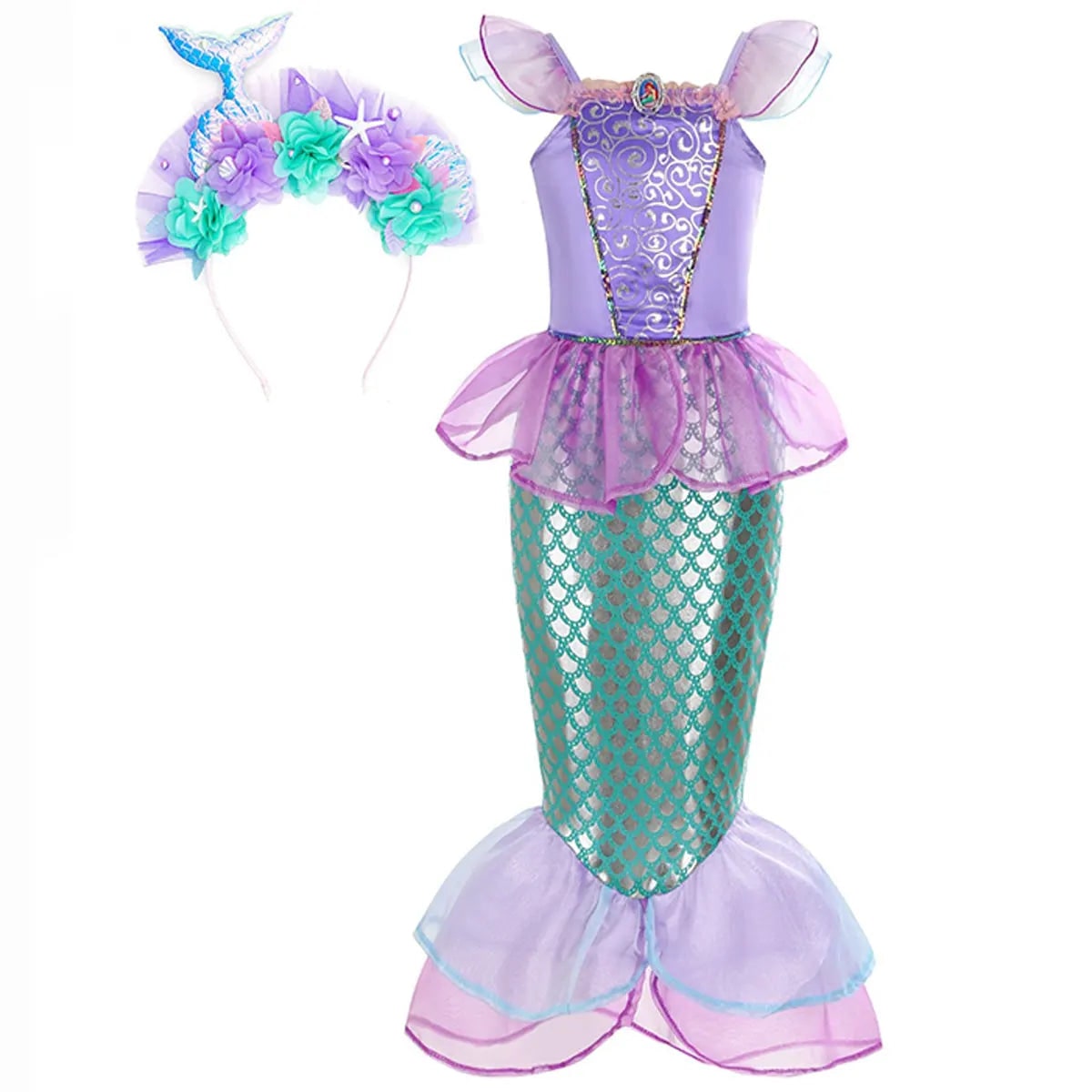 Halloween Costumes Girls Mermaid Dress Costume - Image 2