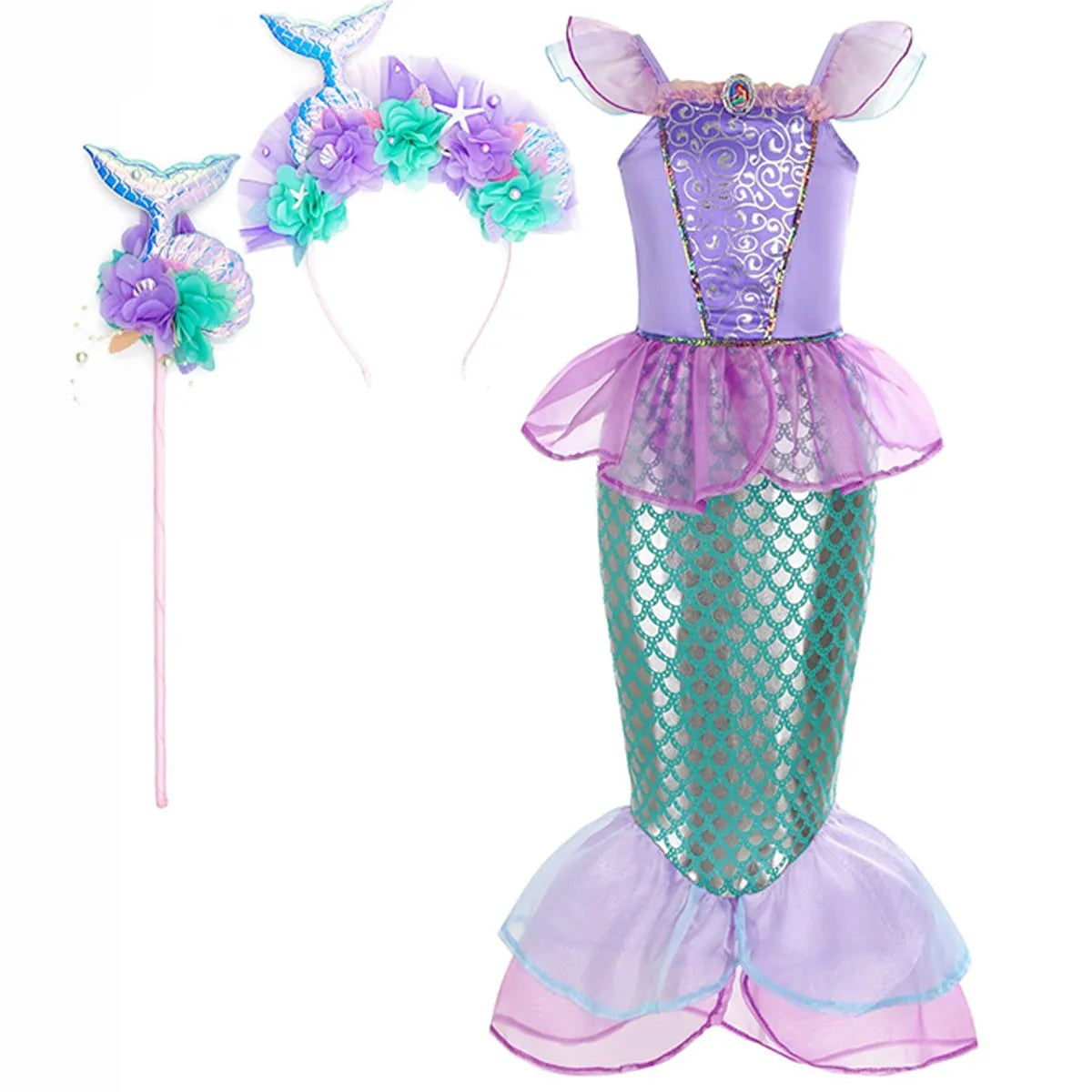 Halloween Costumes Girls Mermaid Dress Costume - Image 4